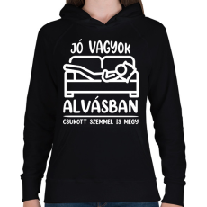 PRINTFASHION Csukott szemmel is megy - Női kapucnis pulóver - Fekete