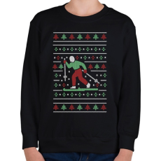 PRINTFASHION Csúnya pulcsis síelő - Gyerek pulóver - Fekete
