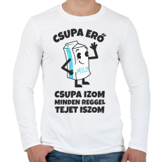PRINTFASHION CSUPA ERŐ CSUPA IZOM - Férfi hosszú ujjú póló - Fehér