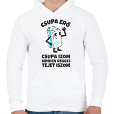 PRINTFASHION CSUPA ERŐ CSUPA IZOM - Férfi kapucnis pulóver - Fehér