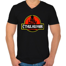 PRINTFASHION Cthulhu Park - Férfi V-nyakú póló - Fekete férfi póló