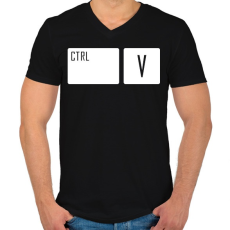 PRINTFASHION Ctrl + V - Férfi V-nyakú póló - Fekete