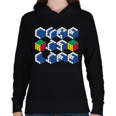 PRINTFASHION Cube id life - Női kapucnis pulóver - Fekete