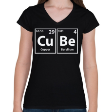PRINTFASHION Cube - Női V-nyakú póló - Fekete