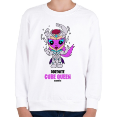 PRINTFASHION Cube Queen - Fortnite Season 8 - Gyerek pulóver - Fehér