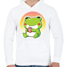 PRINTFASHION Cuki béka - Férfi kapucnis pulóver - Fehér férfi pulóver, kardigán