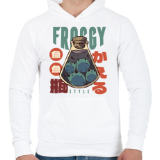 PRINTFASHION Cuki békák - Férfi kapucnis pulóver - Fehér