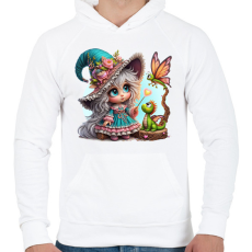 PRINTFASHION Cuki boszorkány sárkánnyal - Férfi kapucnis pulóver - Fehér