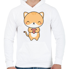 PRINTFASHION Cuki cica - Férfi kapucnis pulóver - Fehér