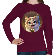 PRINTFASHION Cuki Cica - Női pulóver - Bordó női pulóver, kardigán