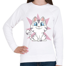 PRINTFASHION Cuki cica - Női pulóver - Fehér női pulóver, kardigán