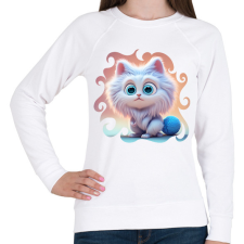 PRINTFASHION Cuki cica - Női pulóver - Fehér női pulóver, kardigán