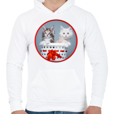 PRINTFASHION Cuki cicák - Férfi kapucnis pulóver - Fehér férfi pulóver, kardigán