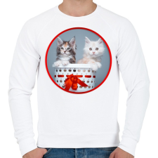 PRINTFASHION Cuki cicák - Férfi pulóver - Fehér férfi pulóver, kardigán