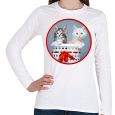 PRINTFASHION Cuki cicák - Női hosszú ujjú póló - Fehér