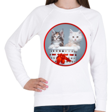 PRINTFASHION Cuki cicák - Női pulóver - Fehér női pulóver, kardigán