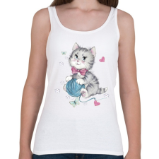PRINTFASHION Cuki cicás póló - Női atléta - Fehér női trikó