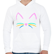 PRINTFASHION Cuki cicus - Férfi kapucnis pulóver - Fehér férfi pulóver, kardigán