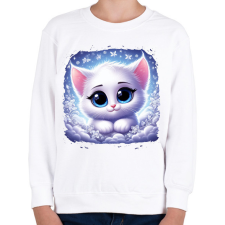 PRINTFASHION Cuki cicus - Gyerek pulóver - Fehér gyerek pulóver, kardigán