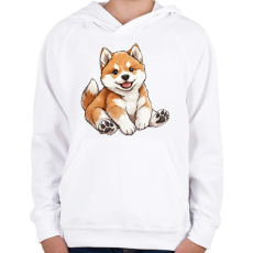PRINTFASHION Cuki Duci Akita Inu - Gyerek kapucnis pulóver - Fehér