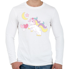PRINTFASHION Cuki egyszarvú - Férfi hosszú ujjú póló - Fehér férfi póló
