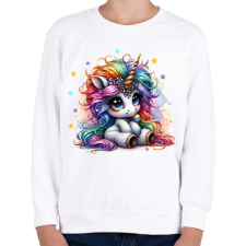 PRINTFASHION Cuki egyszarvú - Gyerek pulóver - Fehér gyerek pulóver, kardigán