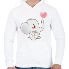 PRINTFASHION Cuki elefánt - Férfi kapucnis pulóver - Fehér