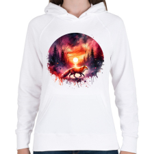 PRINTFASHION Cuki erdei róka - Női kapucnis pulóver - Fehér női pulóver, kardigán