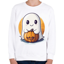 PRINTFASHION Cuki Halloween-i Szellem - Gyerek pulóver - Fehér gyerek pulóver, kardigán
