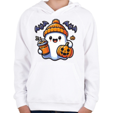 PRINTFASHION Cuki halloween szellem - Gyerek kapucnis pulóver - Fehér gyerek pulóver, kardigán