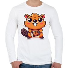 PRINTFASHION Cuki hód - Férfi hosszú ujjú póló - Fehér férfi póló
