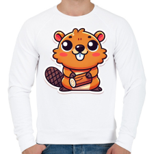 PRINTFASHION Cuki hód - Férfi pulóver - Fehér férfi pulóver, kardigán