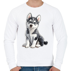 PRINTFASHION Cuki Husky Kölyök - Férfi pulóver - Fehér