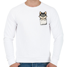 PRINTFASHION Cuki Husky Zsebben - Férfi pulóver - Fehér
