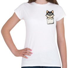 PRINTFASHION Cuki Husky Zsebben - Női póló - Fehér