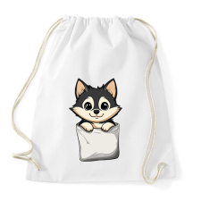 PRINTFASHION Cuki Husky Zsebben - Sportzsák, Tornazsák - Fehér tornazsák