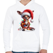 PRINTFASHION Cuki karácsonyi kenguru kölyök - Férfi kapucnis pulóver - Fehér férfi pulóver, kardigán