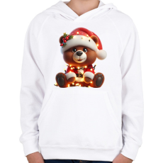 PRINTFASHION Cuki karácsonyi maci - Gyerek kapucnis pulóver - Fehér