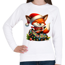 PRINTFASHION Cuki karácsonyi róka - Női pulóver - Fehér női pulóver, kardigán