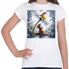 PRINTFASHION Cuki kis egér esőben - Női póló - Fehér női póló