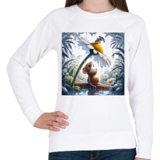 PRINTFASHION Cuki kis egér esőben - Női pulóver - Fehér női pulóver, kardigán