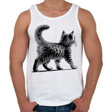 PRINTFASHION Cuki Kiscica / Cica / Macska rajz - Férfi atléta - Fehér atléta, trikó