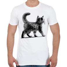 PRINTFASHION Cuki Kiscica / Cica / Macska rajz - Férfi póló - Fehér