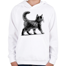 PRINTFASHION Cuki Kiscica / Cica / Macska rajz - Gyerek kapucnis pulóver - Fehér
