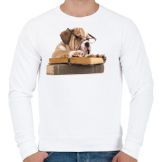 PRINTFASHION Cuki kutya könyvet olvas - Férfi pulóver - Fehér