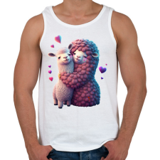 PRINTFASHION Cuki lámás 3D minta - szeretet / szerelem / barát / Valentin nap - Férfi atléta - Fehér atléta, trikó