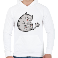 PRINTFASHION Cuki macska - Férfi kapucnis pulóver - Fehér férfi pulóver, kardigán