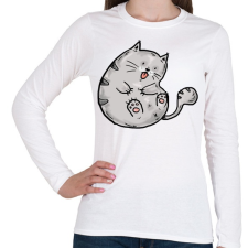 PRINTFASHION Cuki macska - Női hosszú ujjú póló - Fehér női póló