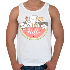 PRINTFASHION Cuki macskák dinnyével - Férfi atléta - Fehér