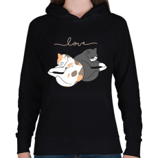 PRINTFASHION Cuki macskák - Női kapucnis pulóver - Fekete